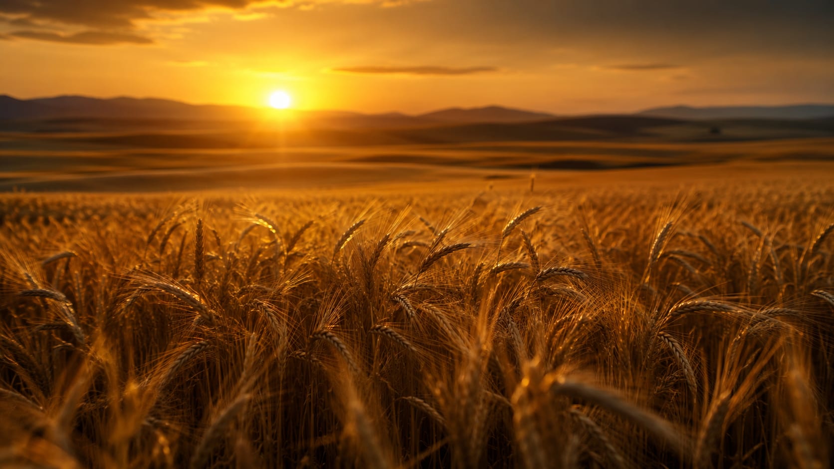 Champ de blé au coucher du soleil